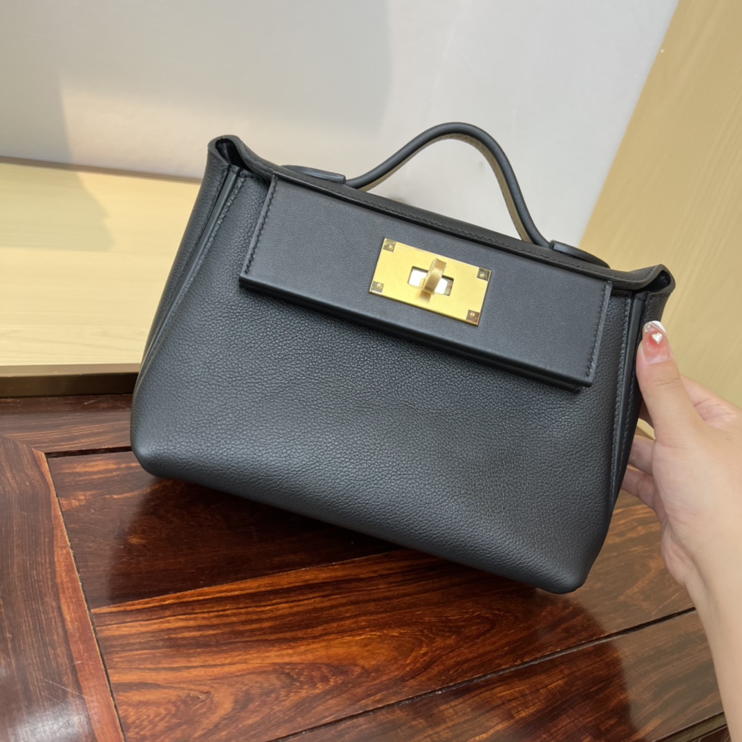 Hermès new Kelly2424mini handmade glacier white evercolor Swift leather size: 21cm